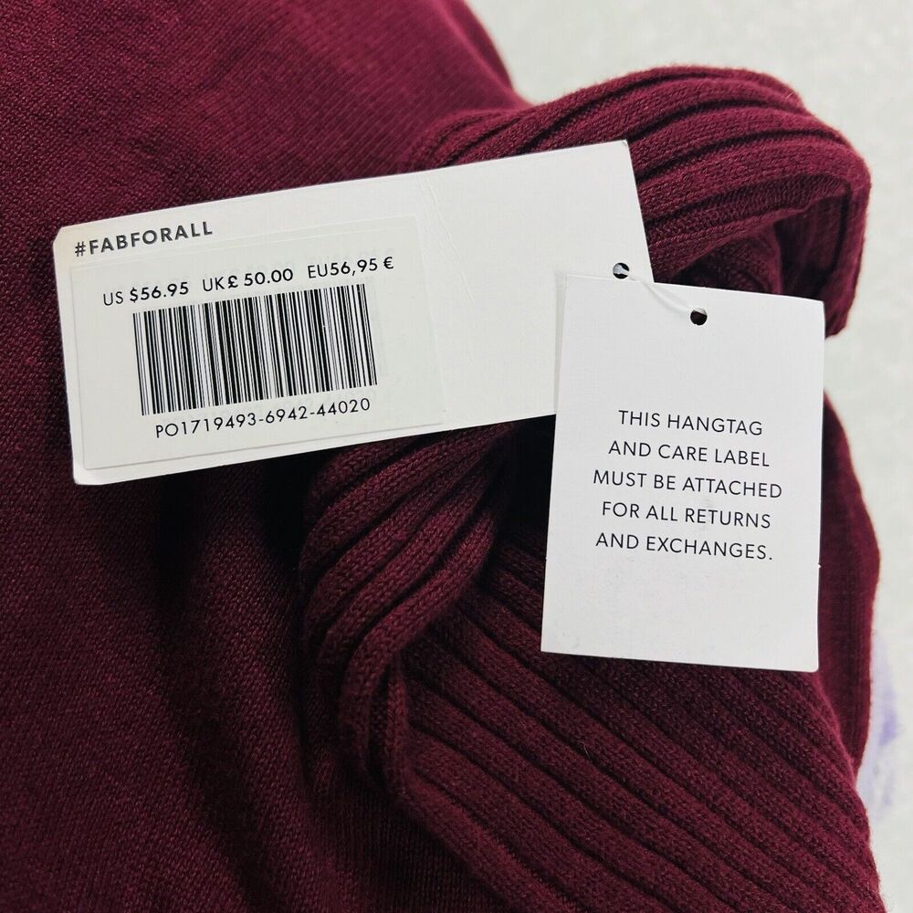 JustFab Sweater Dress Womens Small Burgundy Cold Shoulder Ribbed Bodycon Mini - Picture 11 of 13